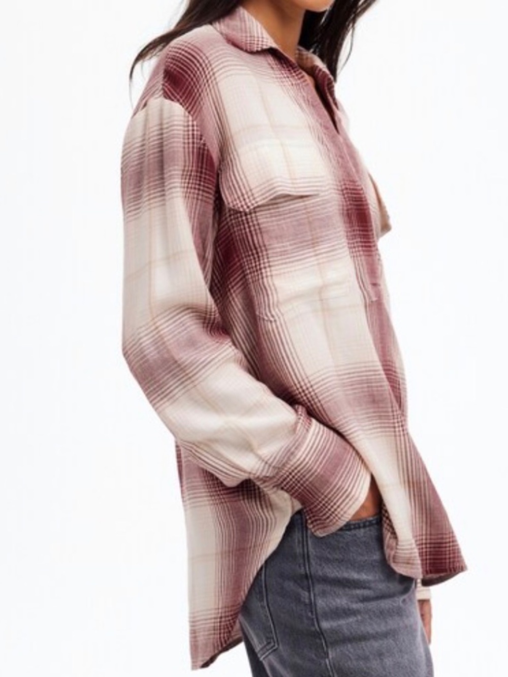 NWT Madewell Popover Plaid Shirt Medium Long Sleeve